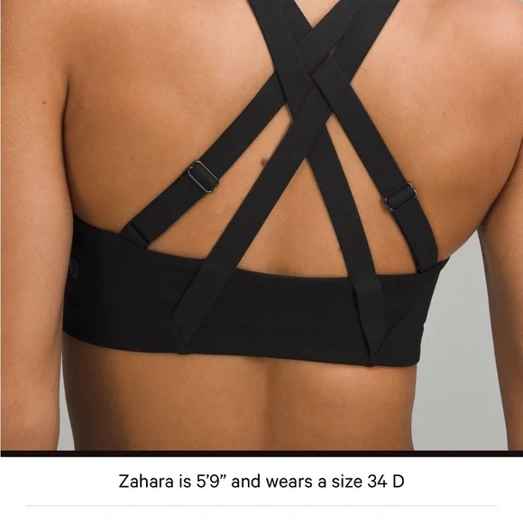 Lululemon Energy Black Zip-Front Sports Bra-high support